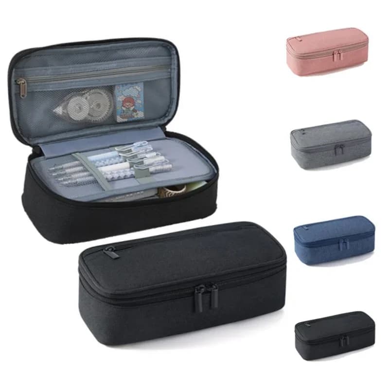 Pen Storage Bag Pencil Case 1/2 Layer Large Capacity Cosmetic High Quality Study Supplies Simple Student Stationary Boxes