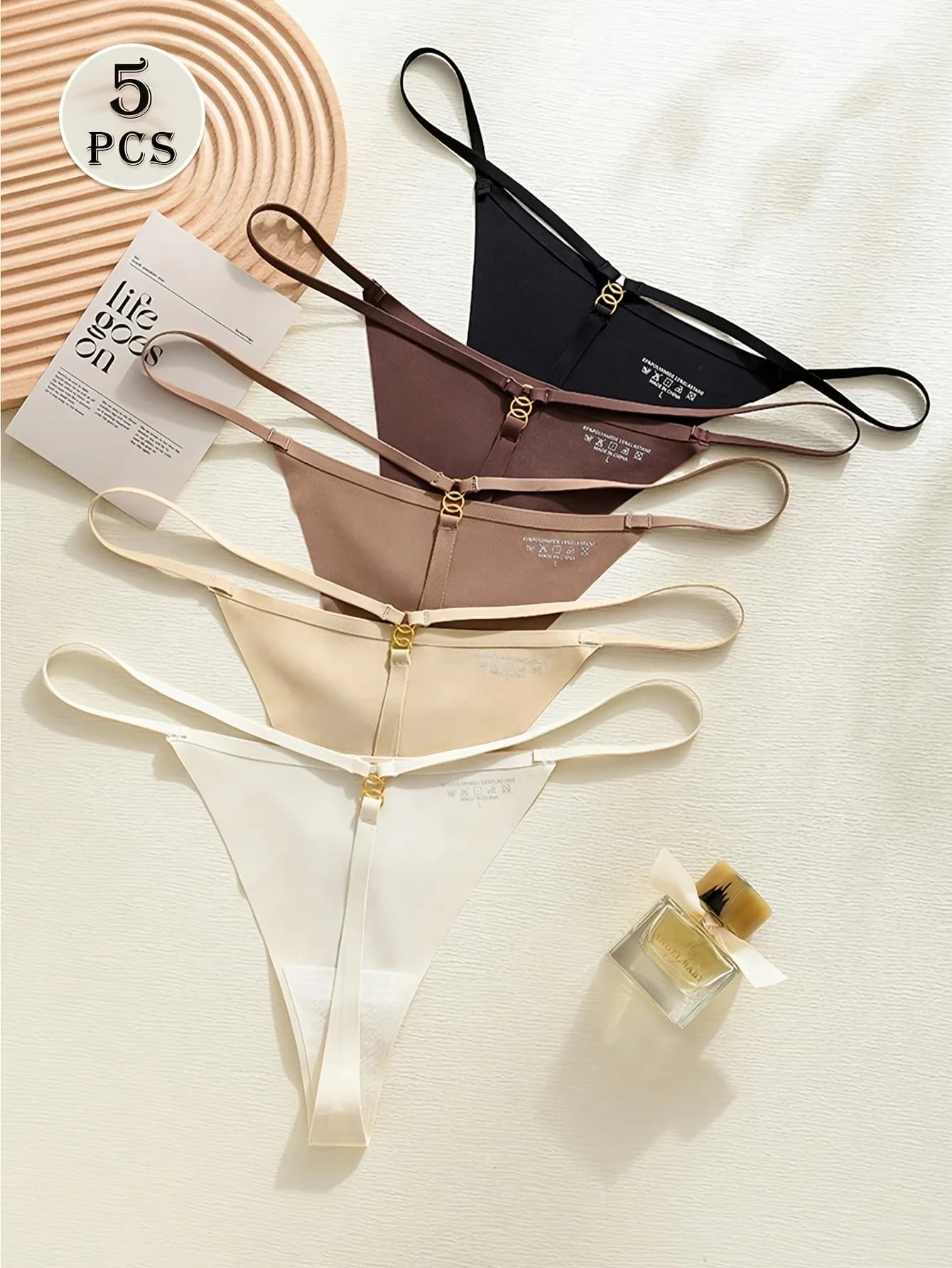 5pcs Women's Comfortable Soft Breathable Thong, Everyday Causal Seamless Underwear