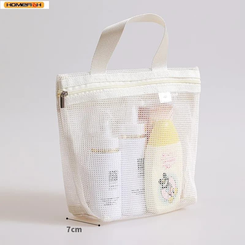 Mesh Makeup Toiletry Storage Bags Handbags Portable Travel Washing Body Shower Tools Organizer Hanging Organizer Pouch