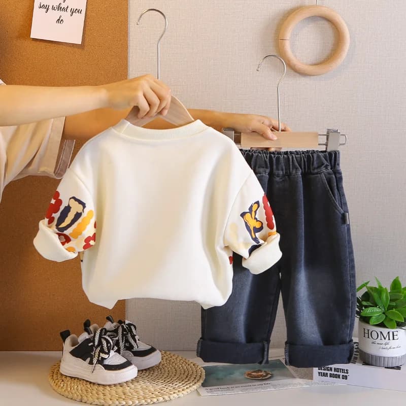New Spring Autumn Baby Girl Clothes Set Children Letter Long Sleeved T-Shirt Pants 2Pcs/Set Infant Boys Clothing Kids Tracksuits