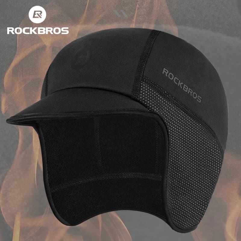 ROCKBROS Berretto da bici invernale Berretto da sci termico antivento Corsa Sci Cappello da moto Uomo Donna MTB Protezione per le orecchie Copricapo da ciclismo