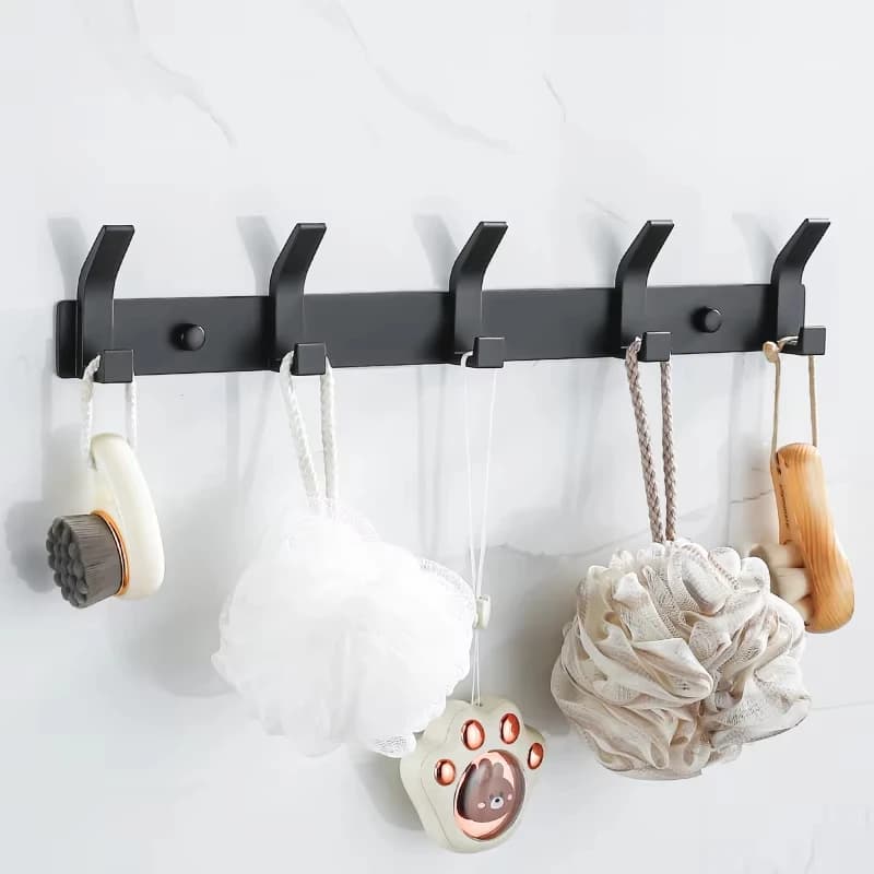 Ganci sospesi moderni per parete Portasciugamani in alluminio nero Porta del bagno Appendiabiti Appendiabiti da parete