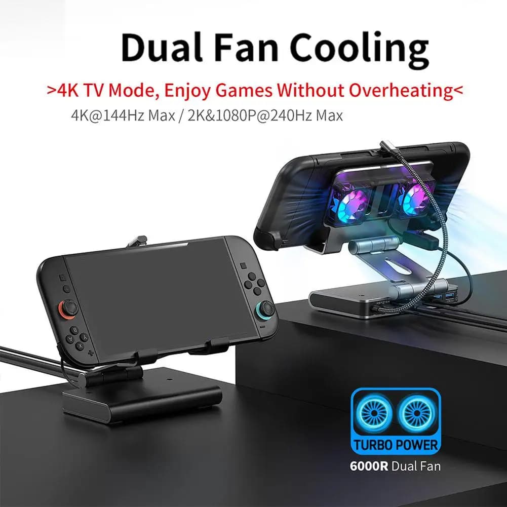 Docking station 6 in 1 for Steam Deck Rog Ally X Legion Go Msi Claw Adjustable Dock Multi-Port HDMI 4K for Games