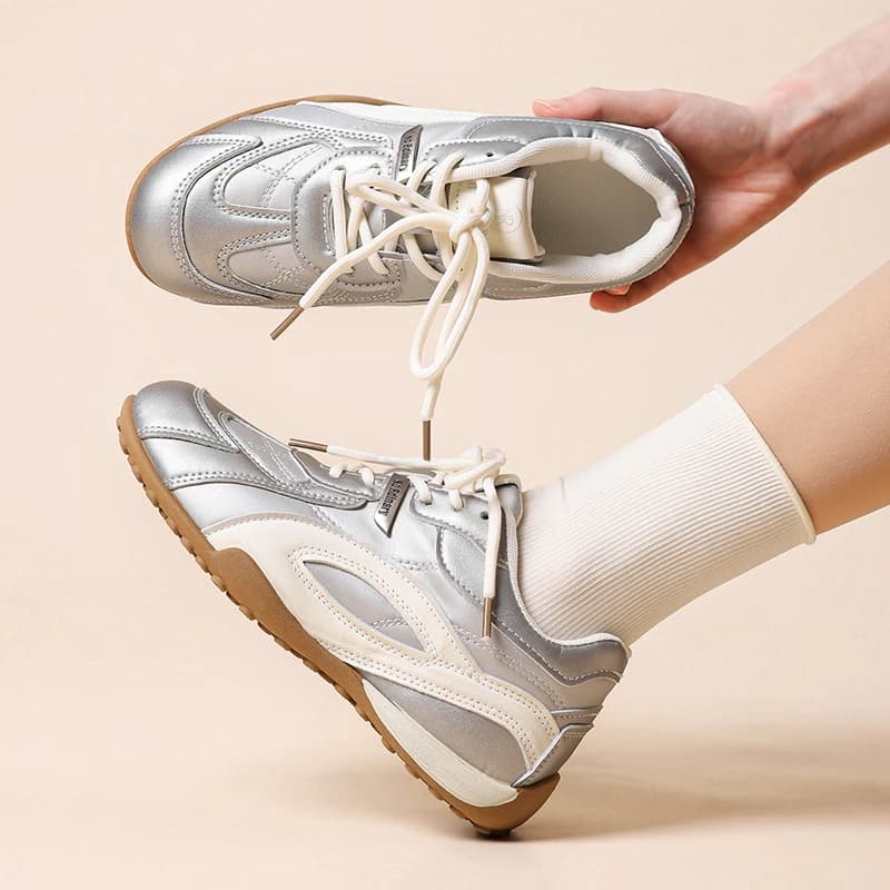 Women's New Thick‑Sole Hidden Heel German Trainer Shoes,Lightweight Non‑Slip White Casual Sneakers, Fashion Dad Shoes for Ladies