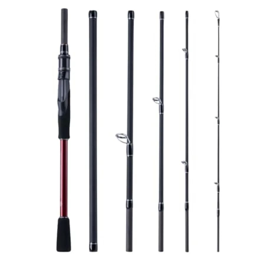 Travel Fishing Rod - Spinning Fishing Rods - Portable 5/6 Sections Adjustable-Length Lightweight 24T Carbon Fiber Fishing Rods