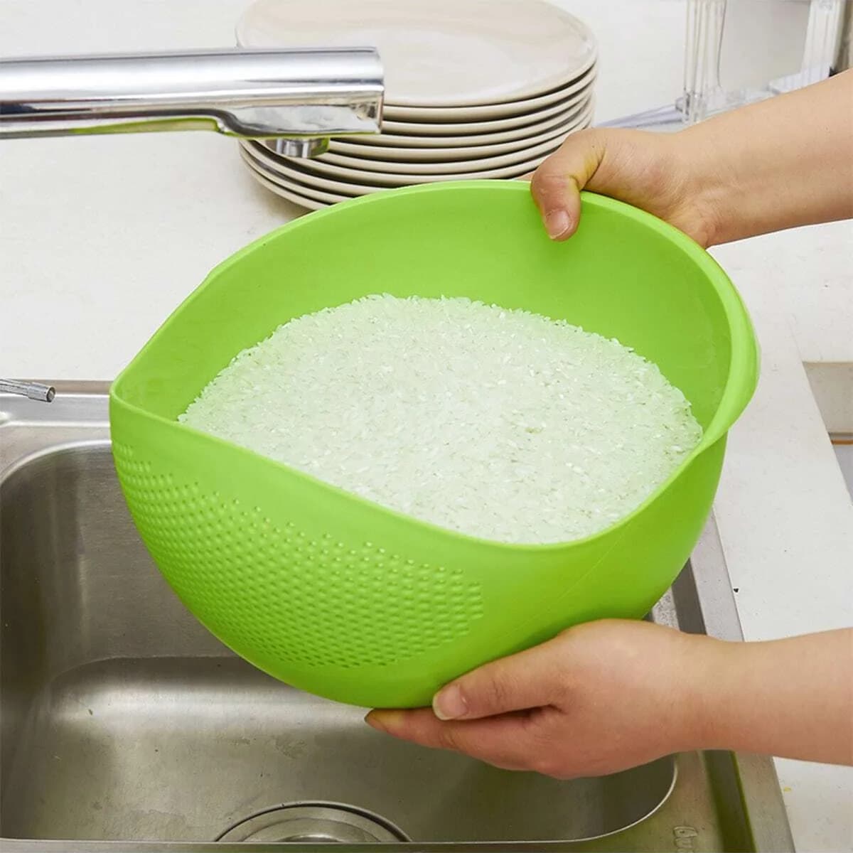 1 pz-basket bacino di riso setaccio di riso grande bacino di riso rondella di riso cestino di riso domestico drenaggio della cucina
