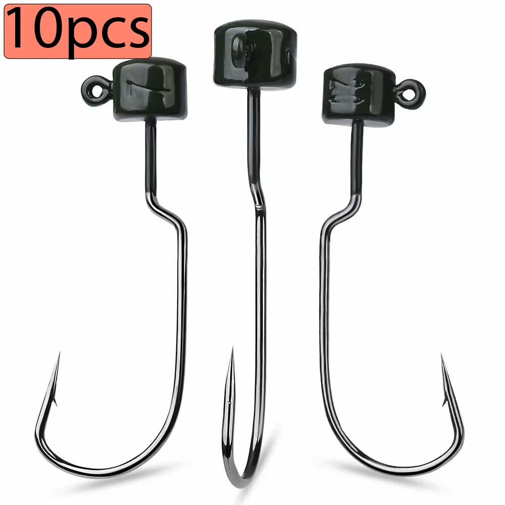 10 PZ/LOTTO 3.5G 5G 7G Spinato Jig Testa Verme Esca Morbida Testa di Piombo Gancio In Acciaio Ad Alto Tenore di Carbonio Per Carpa Bass esche da pesca