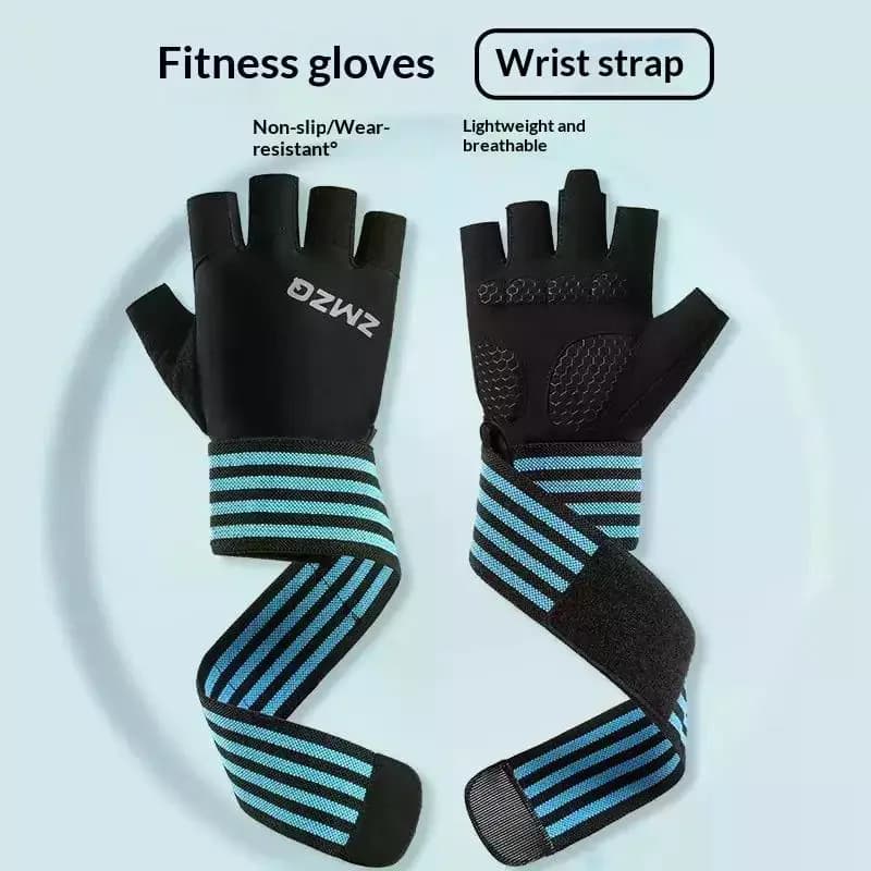 1Pair Body Building Gym Training Fitness Weight Lifting Gloves Wrist Wraps Workout Half Finger For Men And Women
