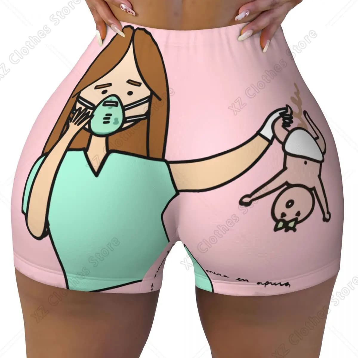 Pantaloncini da donna personalizzati per palestra e yoga, ideali per infermiere, medici, sportivi, pallavolisti e ciclisti