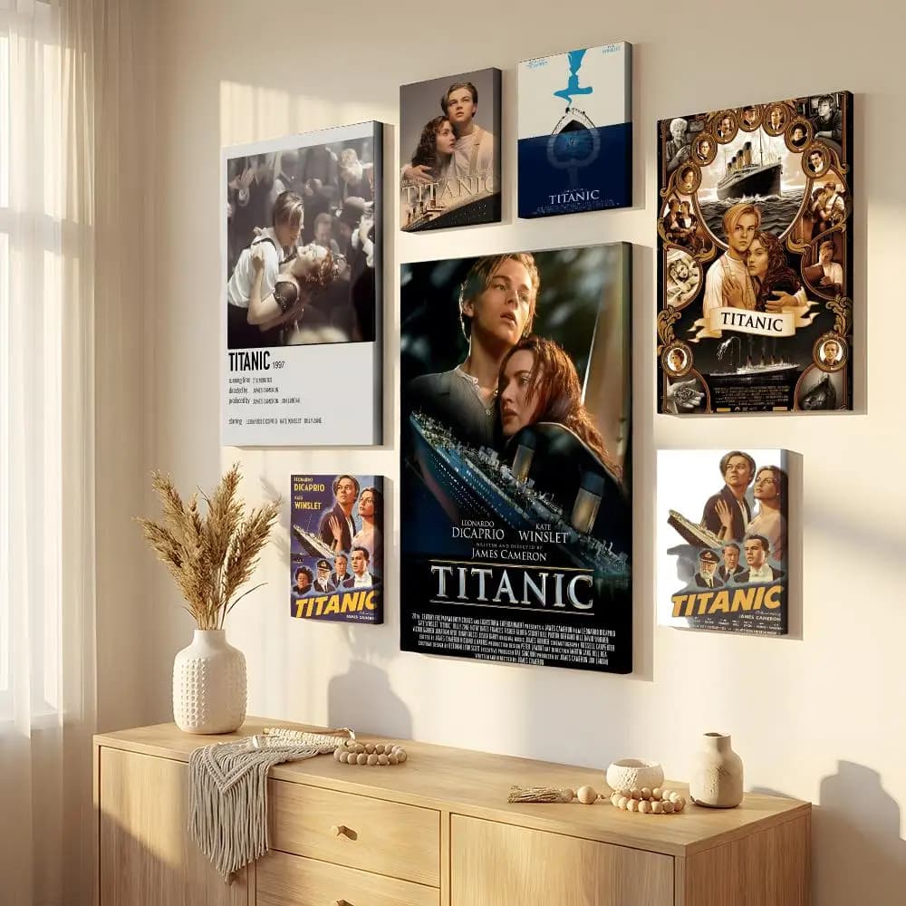 Classic Love Movies T-Titanic Framed Wall Painting Canvas Wall Art Inner Frame Waterproof Home Decor For Living Room