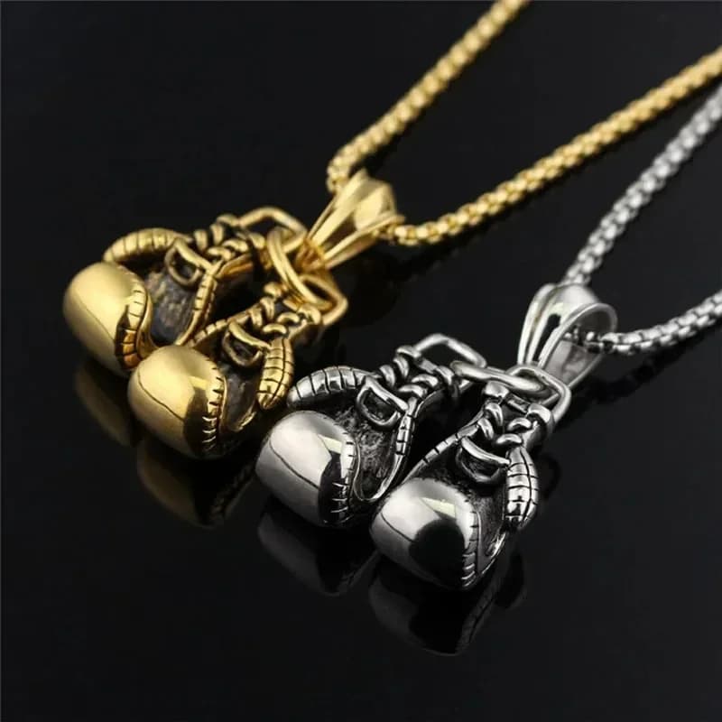 New Necklace of Boxing Gloves Couple of Gold Color Chains Boxing Gloves Necklaces with Men's Pendant Boys Fashion Fashion Sport Jewelry Fitness