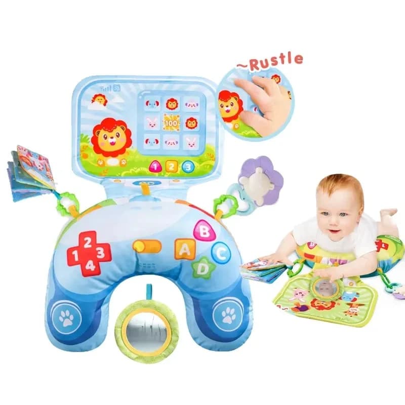 Cuscino per bambini Giocattolo per il tempo della pancia Montessori Giocattoli sensoriali ad alto contrasto Neonato Head-up Cuscino per addestramento Massaggiagengive Sonagli 0 6 12 mesi