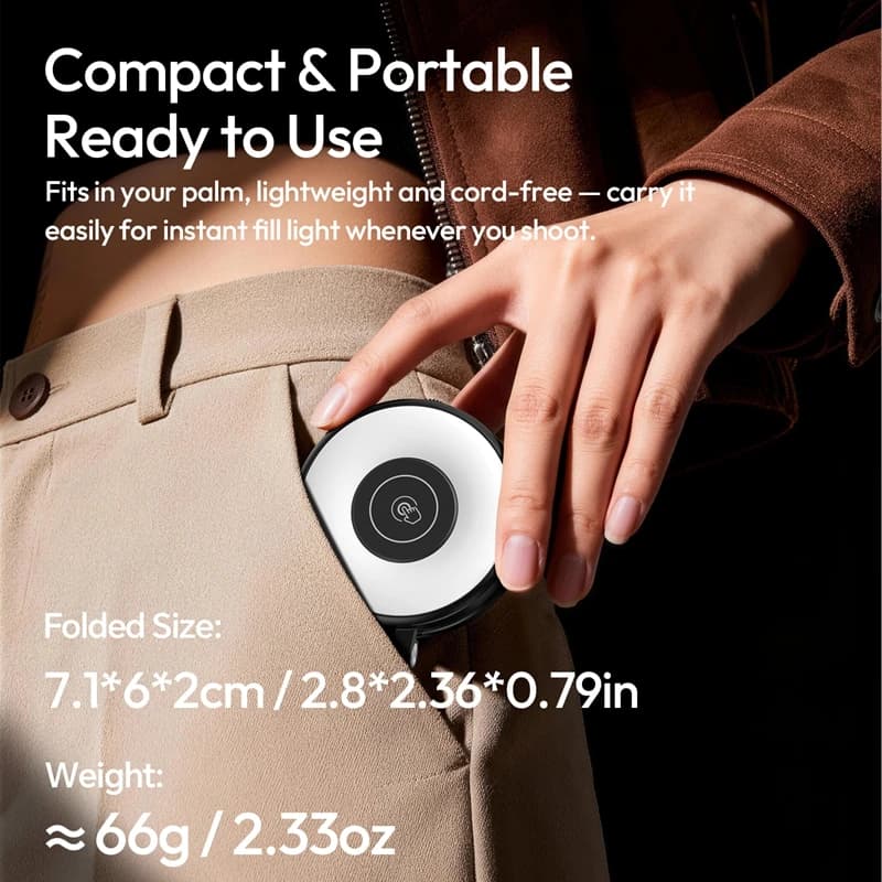 Ulanzi LM21 Luce di Riempimento Magnetica con Ricarica Type-C 2500k-8000k, Luce Video Magnetica per Livestreaming, Smartphone, Selfie e Vlog