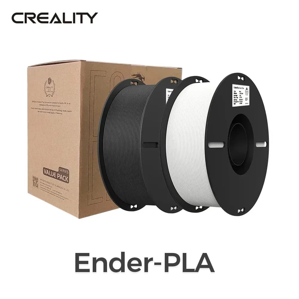 Creality Ender-PLA Value Pack 2 kg PLA Filament 3D PLA Printer Filament 1.75 mm White and black Pack of 2 reels suitable for most 3D printers