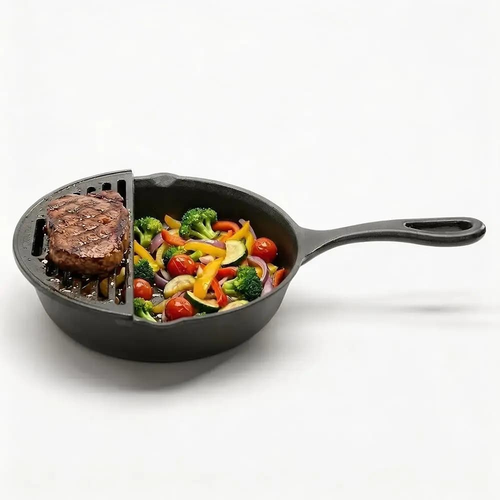 Padella in ghisa liscia da 10 pollici - Antiaderente in modo naturale, con piano di cottura, padella pre-stagionata, finitura liscia per grigliare, Fr
