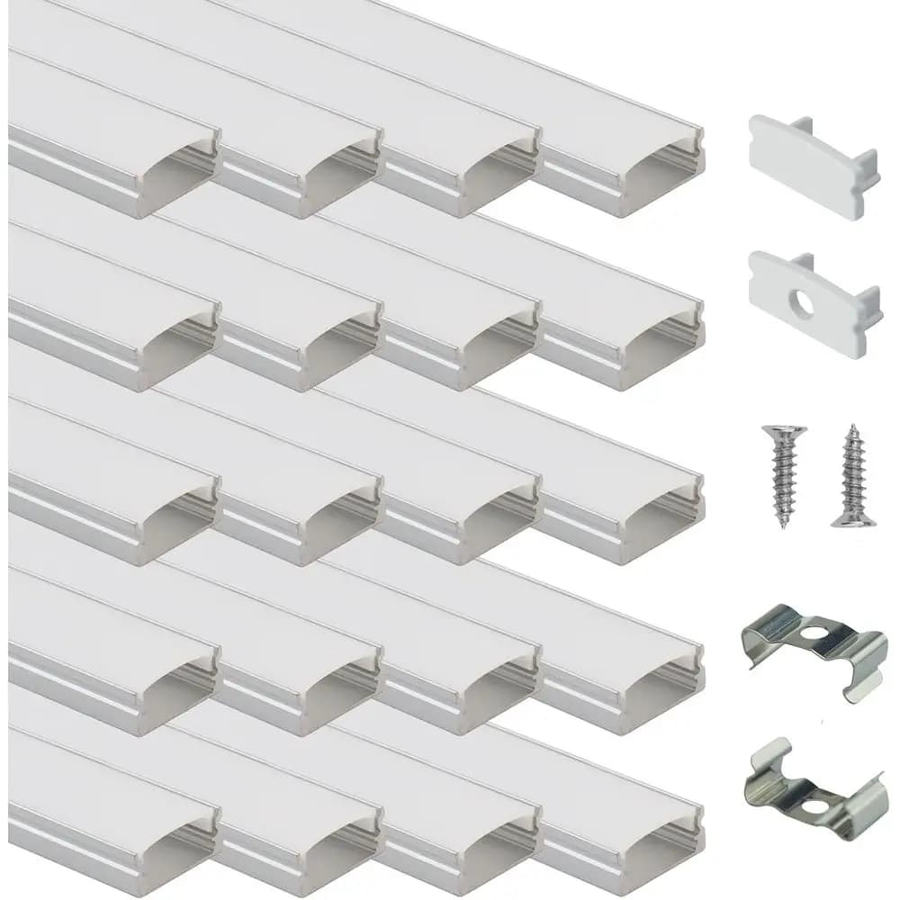 Striscia LED da 2M (6,6 piedi) con canale argentato e diffusore bianco latte per una facile installazione