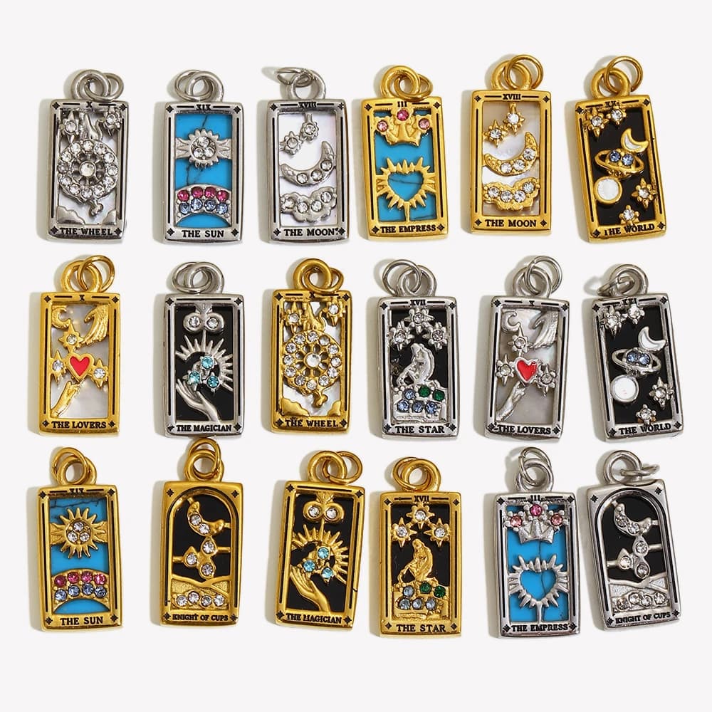 EBbelle Fashion 18K placcato oro tarocchi serie di carte ciondoli pendenti per creazione di gioielli accessori orecchini collana fai da te