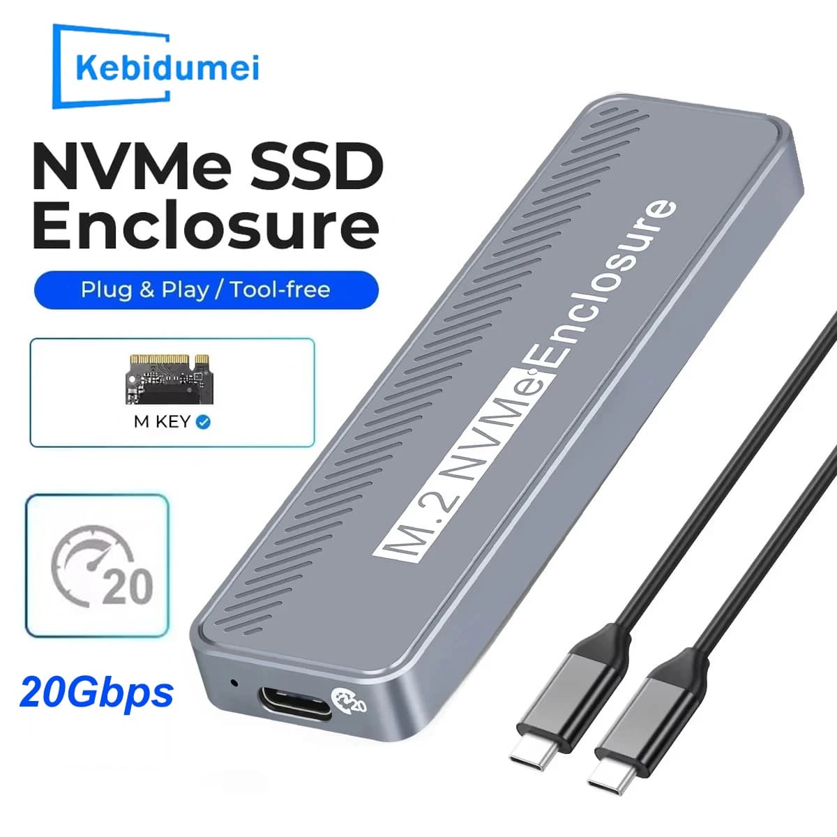 Custodia SSD NVMe M.2 da 20 Gbps Custodia SSD NVMe NGFF PCIe M.2 Adattatore esterno USB C 3.2Gen2 portatile per MacBook PC Scatola disco rigido