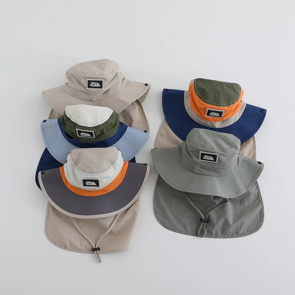 Cappelli Estivi per Bambini ad Asciugatura Rapida, Cappello Panama per Ragazzi e Ragazze, Protezione Outdoor Traspirante con Protezione per il Collo