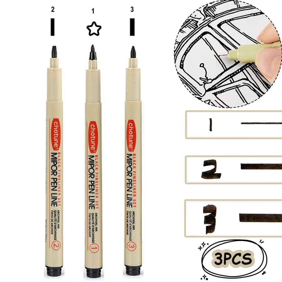 3 pezzi pennarelli penna ad ago disegno dipinto a mano gancio linea penna Kawaii Manga fastdry schizzo impermeabile per materiali artistici