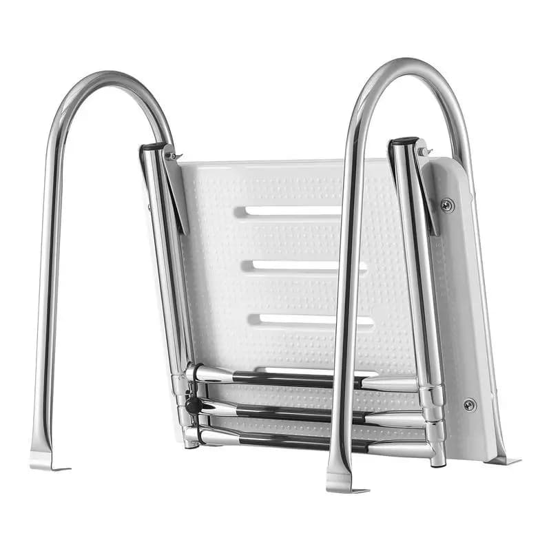 Boat Ladder, 3 Steps, Stainless Steel Telescoping Folding Swim Deck Ladder for Rear Entry Inboard, 400 lbs Capacity with Wide Anti-Slip Steps & Handrails, for Outboards, Yacht, Pontoon Boats