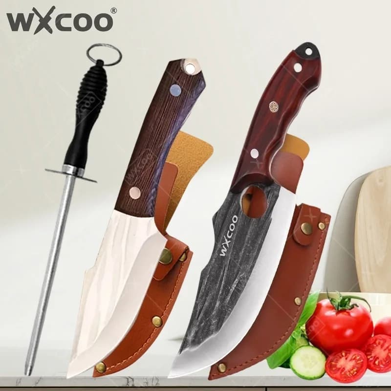 WXCOO Kitchen Knife Boning Knife Handmade Stainless Steel Meat Cutting Slicing BBQ Fruit Vegetable Forged Household