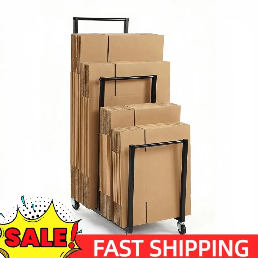 Carton Box Organizer with Wheels, Portable Shelf for Storage Carton Boxes 41x26x14 Inch for Events, Hotel, Factories, Warehouses