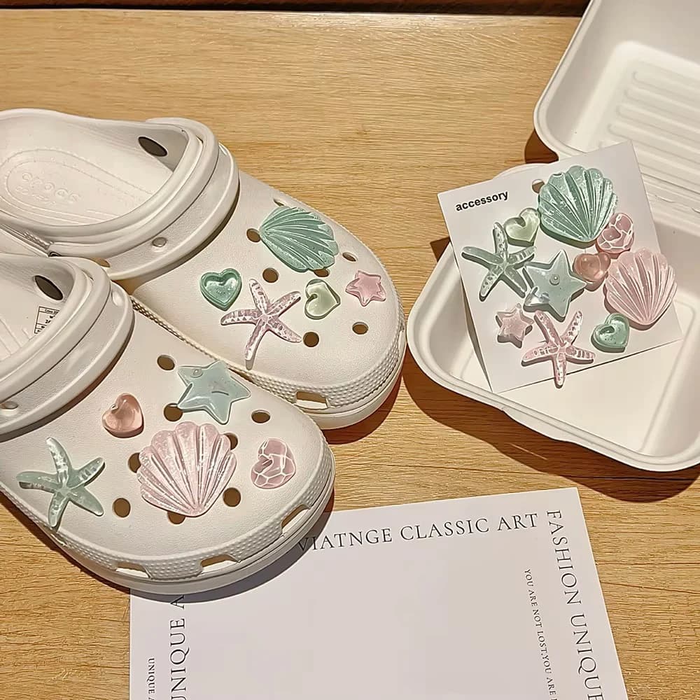 Set da 12 Pezzi di Simpatici Charm per Scarpe a Tema Oceano, Accessori Fai da Te per Zoccoli, Sandali e Scarpe da Giardino, Fibbie Decorative e Spille, Regalo