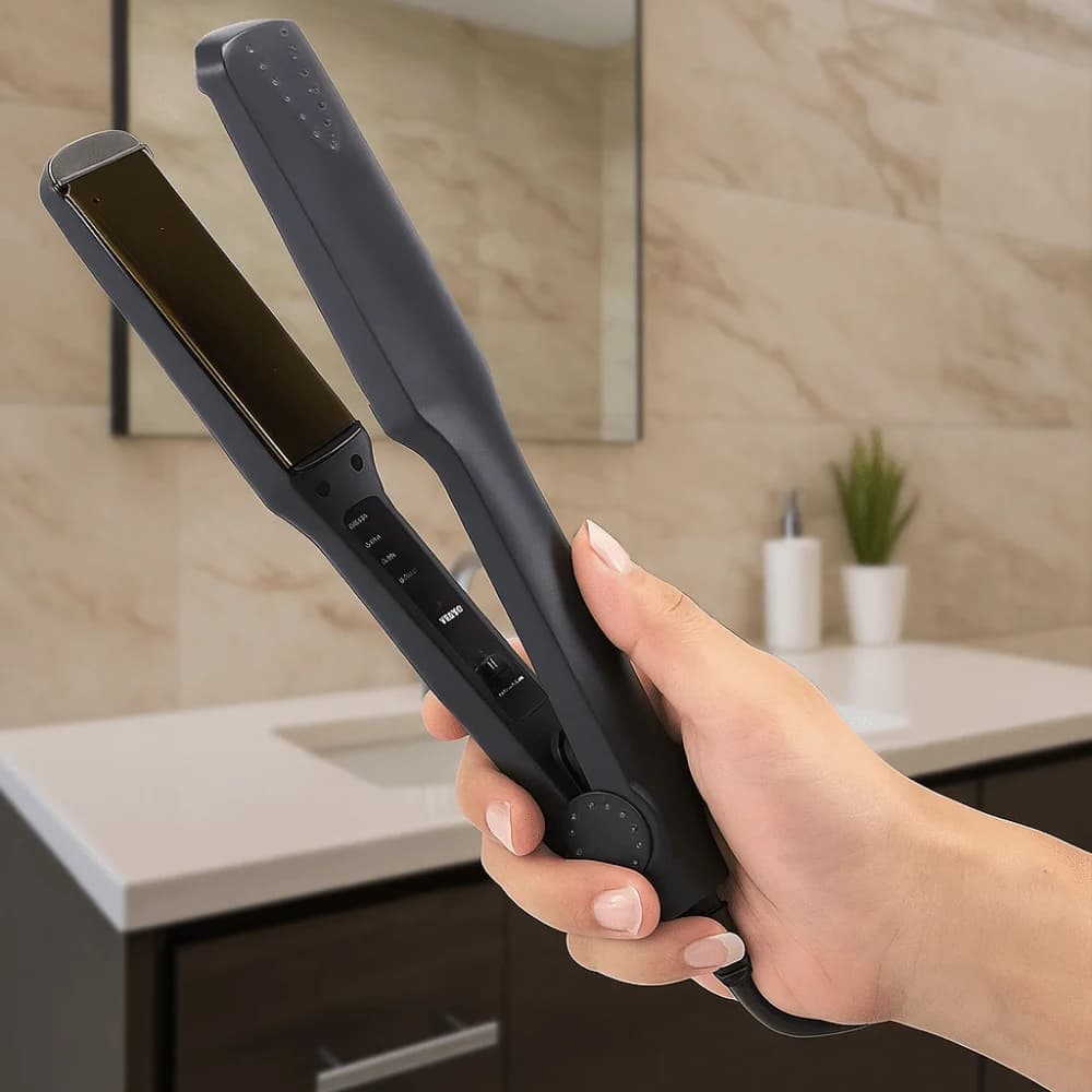 Piastra per Capelli Elettrica a Riscaldamento Rapido, con Temperatura Regolabile, Piastra Larga in Ceramica Smaltata per Frangia, Spina EU