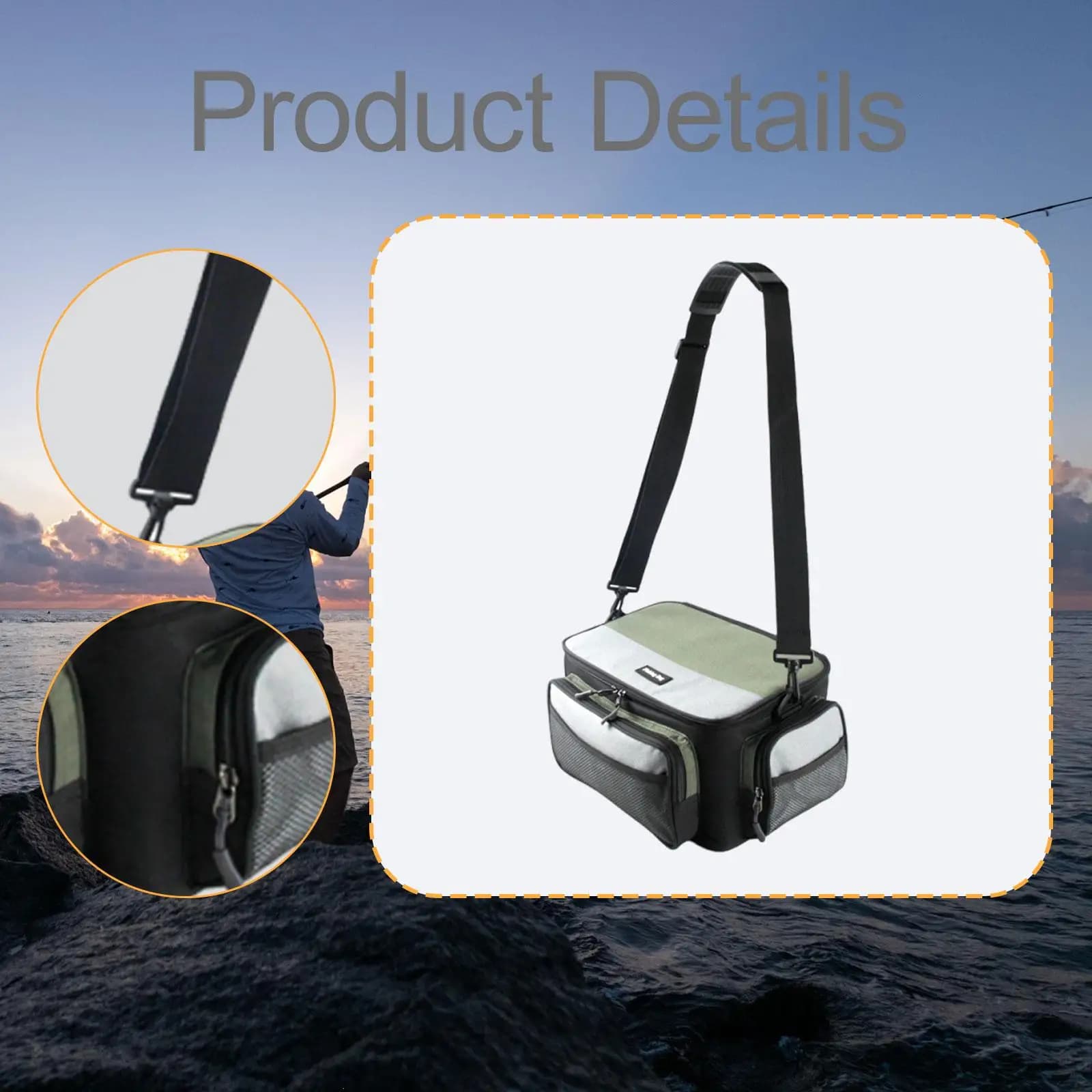 Bag for fishing gear with multiple compartment design, hook and fishing bait organizer