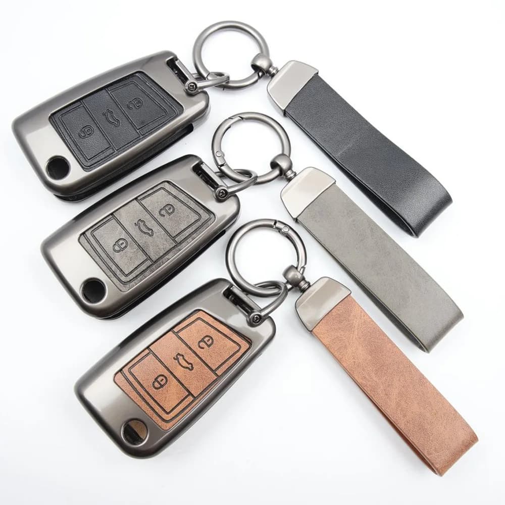 Zinc Alloy For VW Volkswagen Golf 7 MK7 Tiguan MK2 T-roc T-cross Skoda Octavia Kodiaq Karoq Seat Ateca Leon Car key cover Fob