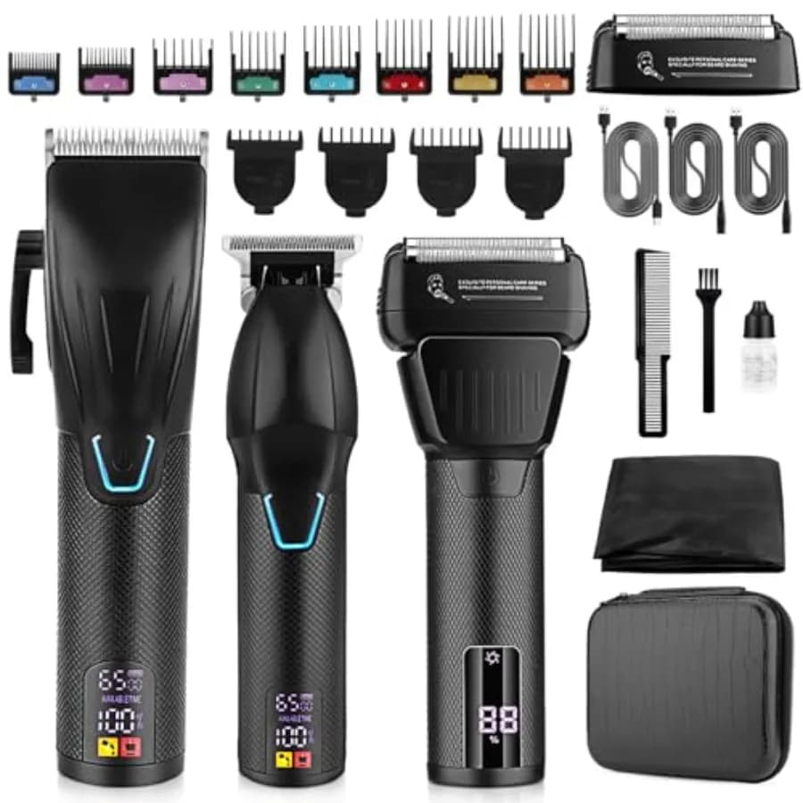 Set of Haircuts and Cordless Rulebar for Man with Lamina Razor for Cutting and Care of Barba and Hair, Professional Barbiere Kit