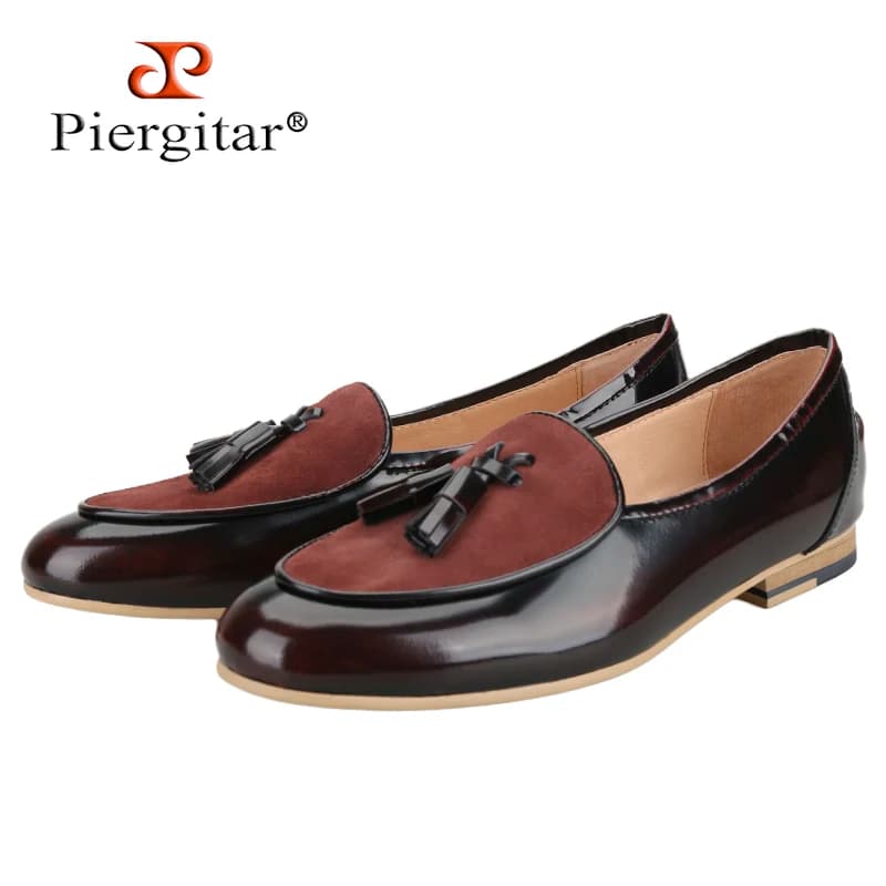 Piergitar Marca 2025 Mocassini slip-on in pelle artigianale lucida a mano Nappe fatte a mano Design Scarpe casual da uomo Pantofole di grandi dimensioni