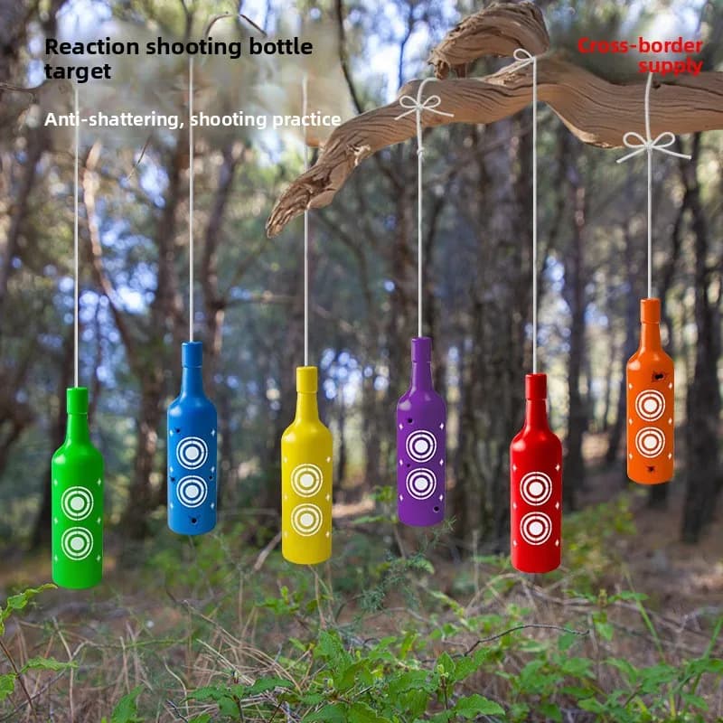 Nuovo bersaglio da allenamento per tiro: bottiglia di plastica infrangibile multicolore bersaglio per pratica interna/esterna con cavo per appendere