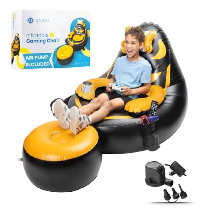Sedia da gioco gonfiabile per supporti fino a 300 libbre Include portabicchieri per pompa d'aria 2 tasche Sedile a sacco durevole Comodo gioco Ch