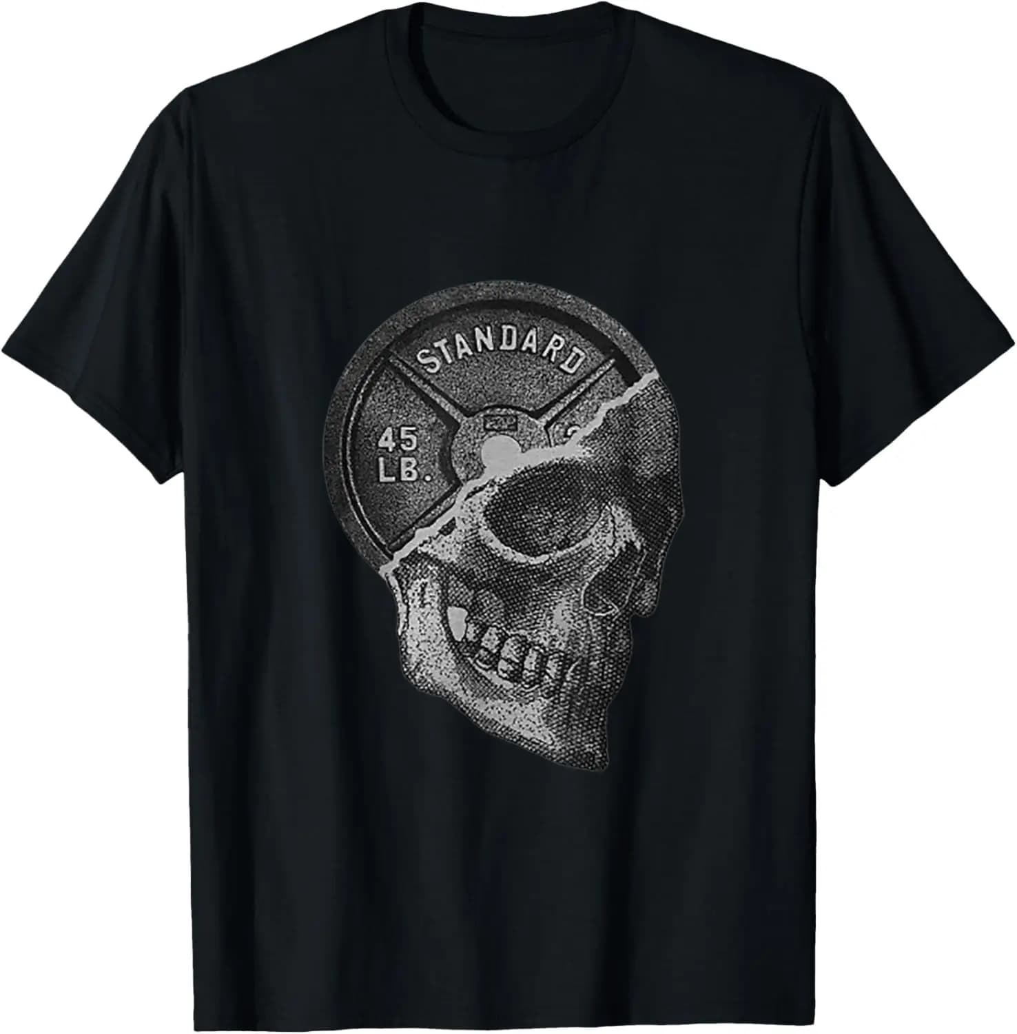 Weight Plate Skull Lifting T-shirt, soft and breathable, for men, for gym training