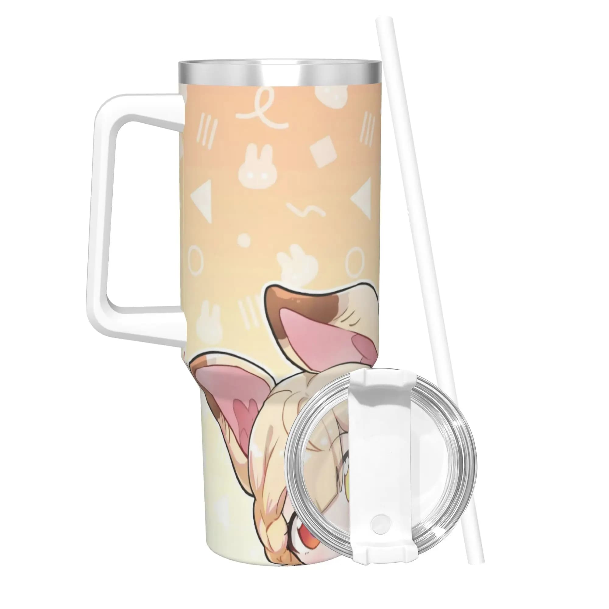 Tazza Termica Trickcal C-Chibi Go Games con Coperchio e Cannuccia, Borraccia da 40oz per Ufficio e Casa