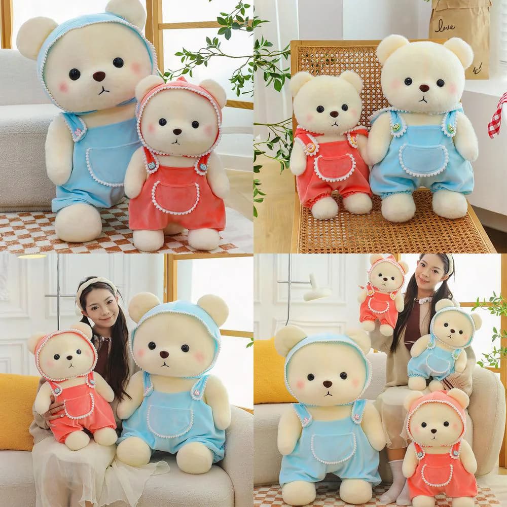 Kawaii Peluche Bambola Riempita Simpatico Orsetto Pigiama Porta Animali di Peluche Regalo di Compleanno per Bambini per Ragazze Cuscino Peluche Amico