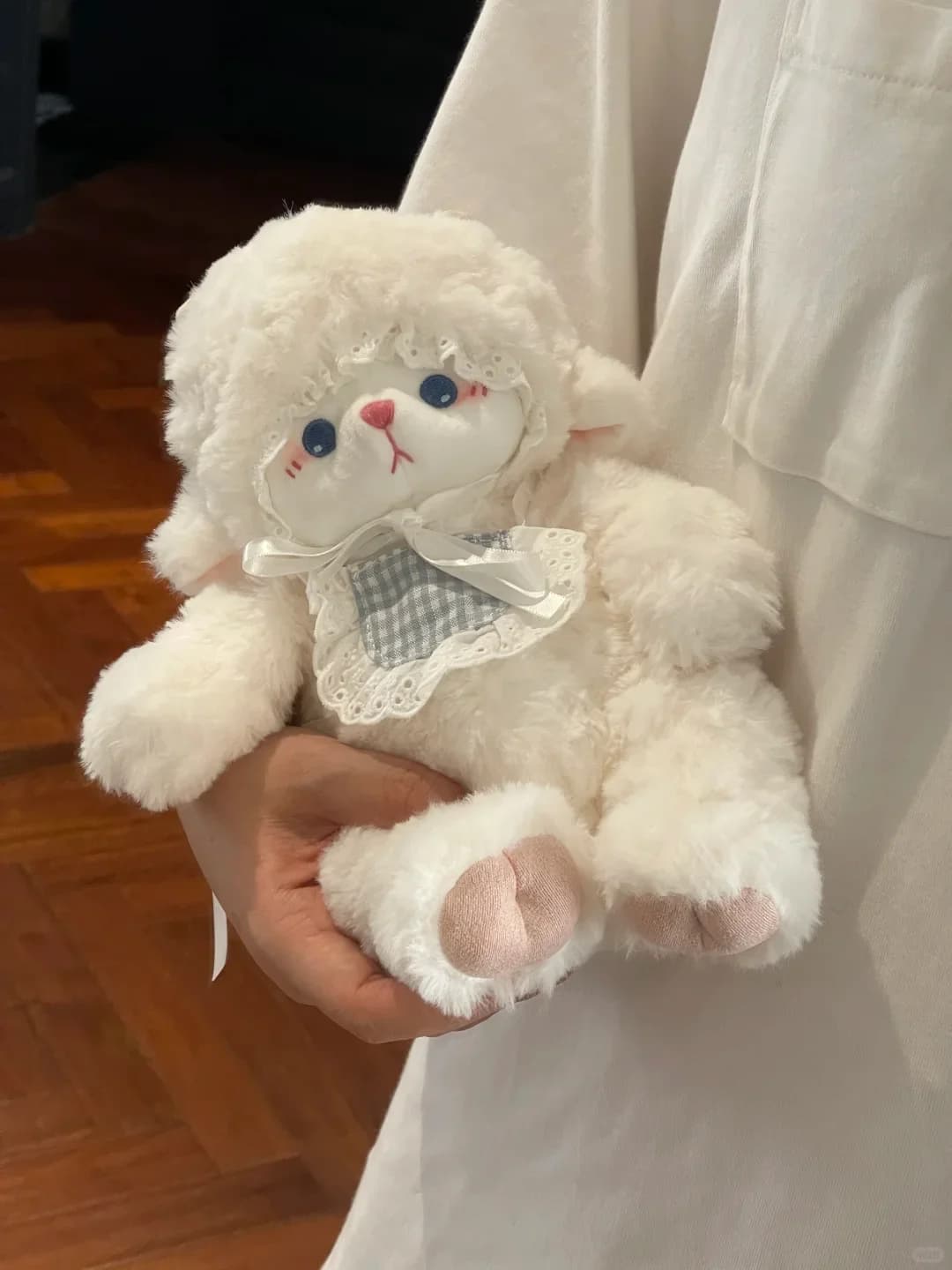 Peluche a forma di pecora con palma, bambola di peluche, giocattolo a sacchetto, Kawaii, adatto come regalo per ragazze, San Valentino, compleanno