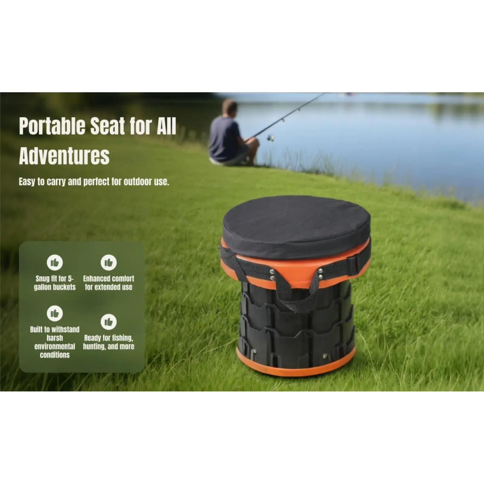 Bucket Seat Stool Portable Bearing Buckle Seat Cover 360 degree swivel seat for car repair Gardening Hunt Baseball Fishing
