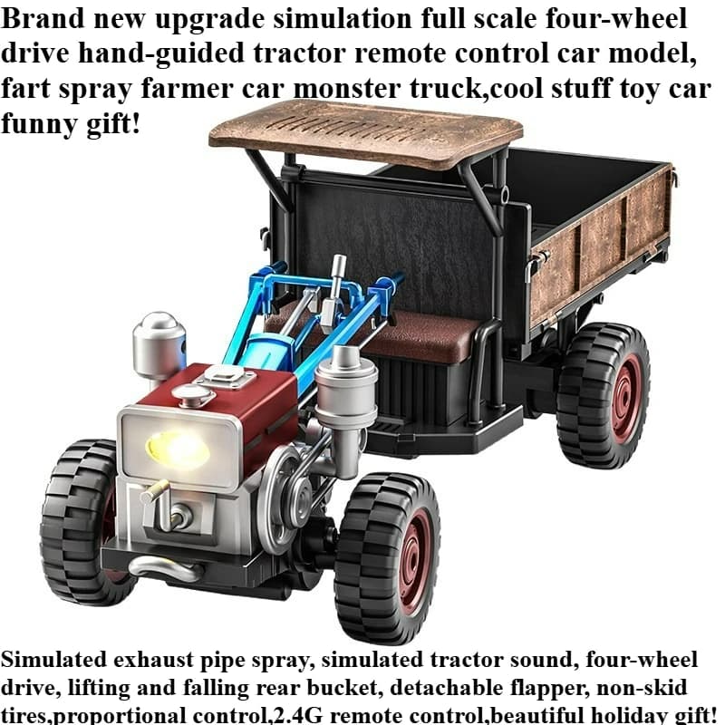 Cool Stuff Toy Car Regalo divertente: camion RC 4WD su scala intera, auto RC trattore guidata a mano Kawaii, camion mostro con spruzzo scoreggia, giocattoli per bambini