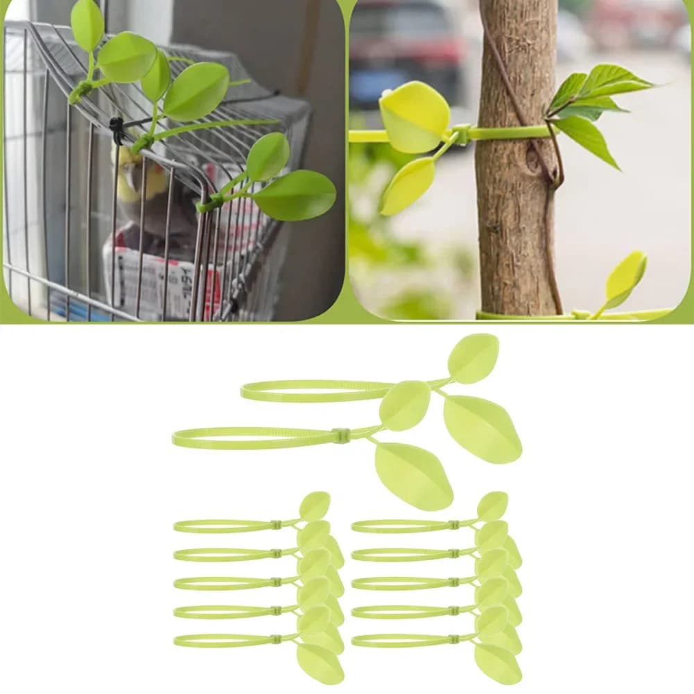 Clip per Piante da Giardino, Fascette a Forma di Foglia, Design a Foglia, Meccanismo di Bloccaggio Semplice, Regolazione Flessibile