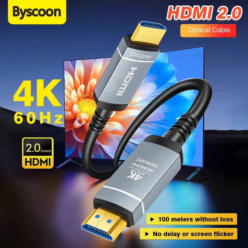 HDMI 2.0 4K 4K@60Hz 18Gbps fiber optic cable, supports dynamic HDR, HDCP 2.2, eARC for LG, Samsung, Sony and Blu-ray TV