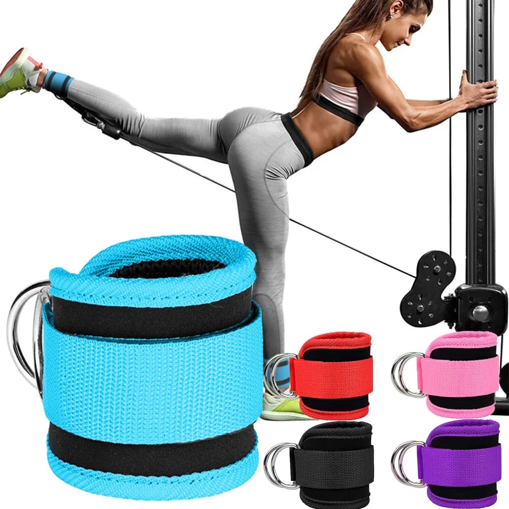 Cinghie alla caviglia regolabili Polsini di supporto con anello a D Allenamento per la forza delle gambe Allenamento per bottino da palestra a casa Attrezzatura per esercizi con puleggia per fitness