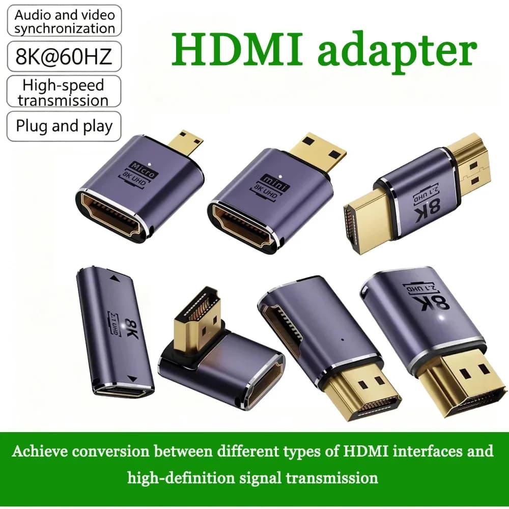 HDMI-Compatible Adapter Male to Female Converter 8K HD Connector Mini / Micro HDMI-compatible Extender