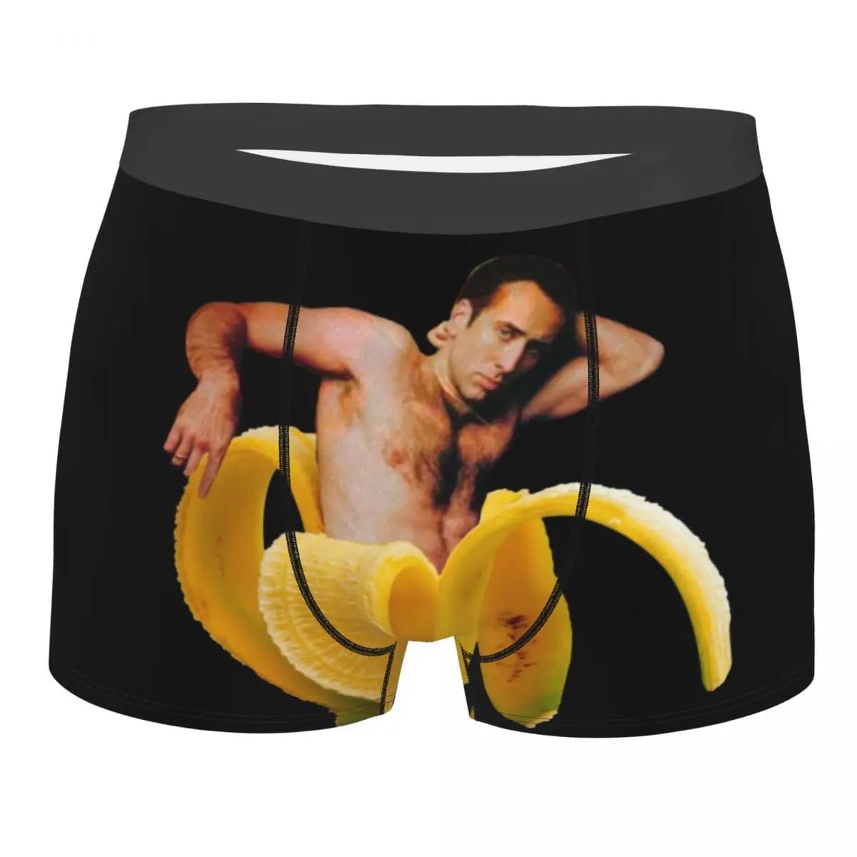 Pantaloncini boxer personalizzati Nicolas Cage In A Banana per uomo Stampa 3D Divertenti Meme Biancheria intima Mutandine Slip Mutande traspiranti