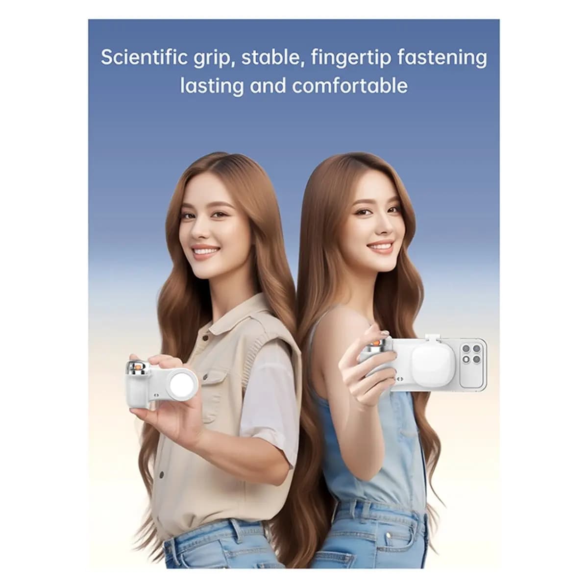 Bastone Selfie Magnetico Bluetooth per Telefono, Impugnatura Portatile per Fotografia con Luce LED, Ergonomico, Bianco