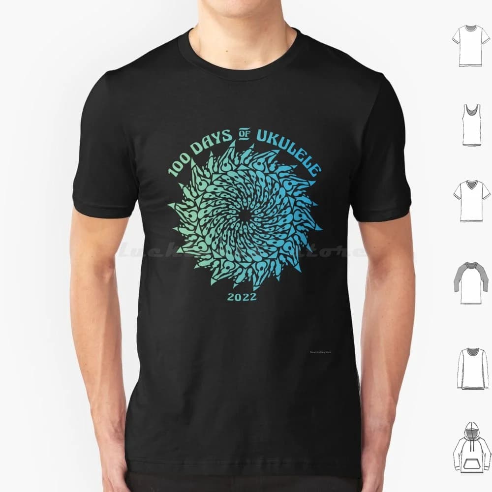 2022 Mandala 2: Gradiente di luce-100 giorni di Ukulele T Shirt in cotone Uomo Donna Stampa fai da te Ukulele Uke 100 giorni 100 giorni Uke 100