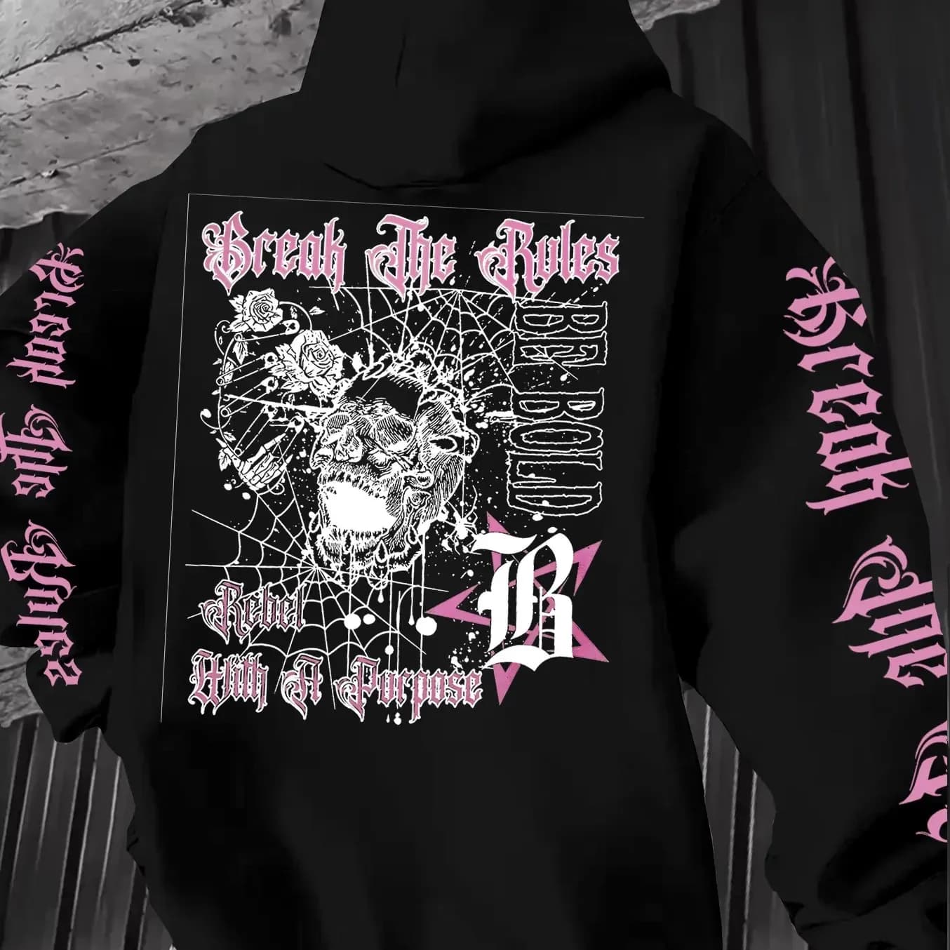 American Y2K Street Culture Renaissance Element Hooded HoodieTrendy Hooded Sweatshirt with Skull Print Loose Fit Top