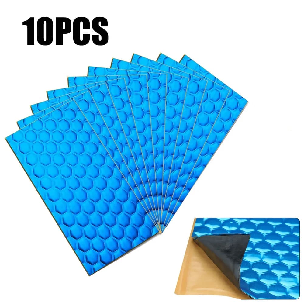 10 Pieces Fonoabsorbent Foam Mat Butilica 20x10cm 2mm, Thermal Insulation and Reduction of Noise for Hood, Doors and Luggage